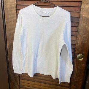 GAP Women's Ivory Frost Textured Knit Crew Neck Long Sleeve Sweater XL
